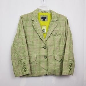 AMERICAN EAGLE Juniors Women's Green Plaid bLAZER
